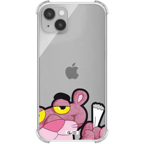 a cartoon of a pink bear Apple iPhone 14 plus Clear PC Case