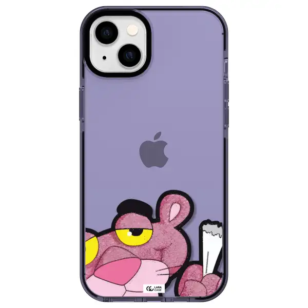 a cartoon of a pink bear Apple iPhone 14 plus impact Lilac Case