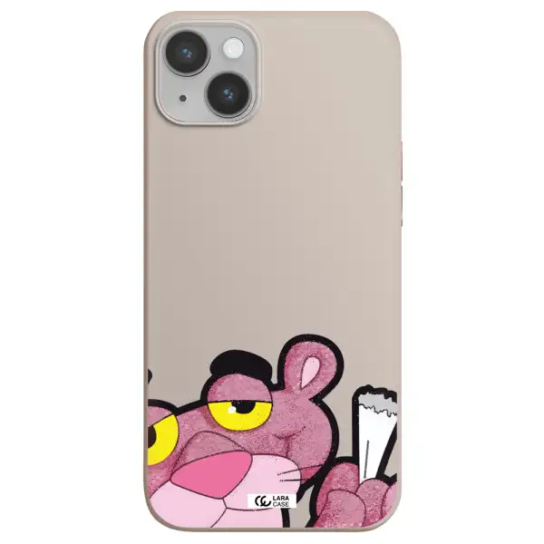 a cartoon of a pink bear Apple iPhone 14 plus Silicone Stone Case