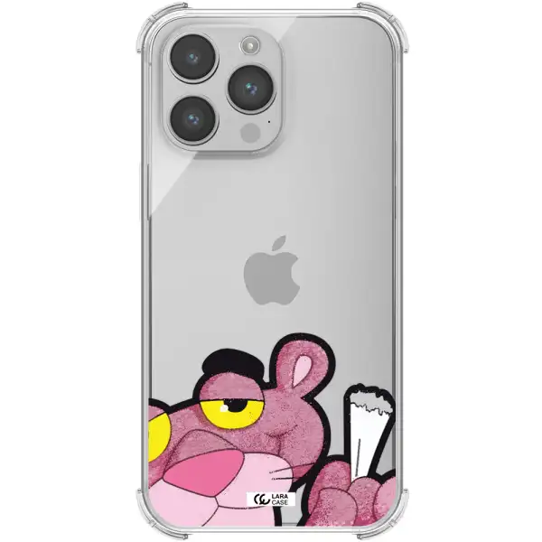 a cartoon of a pink bear Apple iPhone 14 pro Clear PC Case