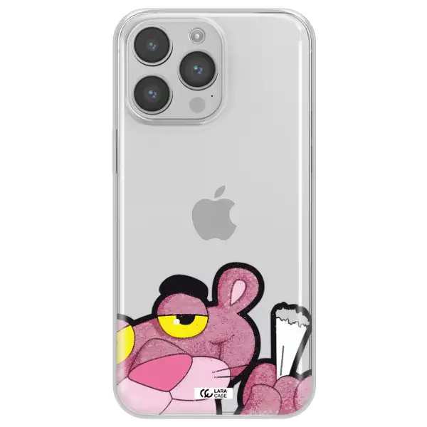 a cartoon of a pink bear Apple iPhone 14 pro Clear TPU Case