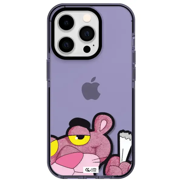 a cartoon of a pink bear Apple iPhone 14 pro impact Lilac Case
