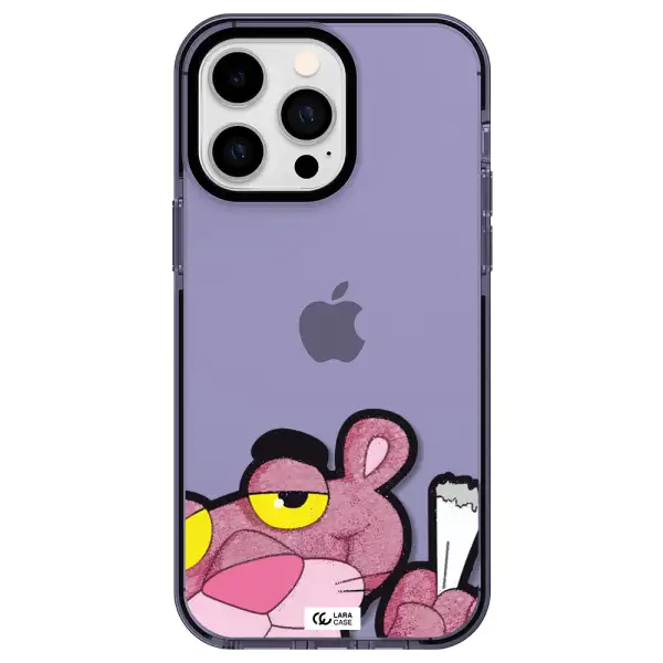 a cartoon of a pink bear Apple iPhone 14 pro max impact Lilac Case