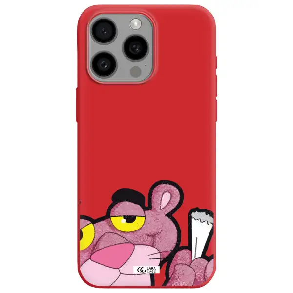 A Cartoon Of A Pink Bear Apple Iphone 15 Pro Max Silicone Imperial Red Case