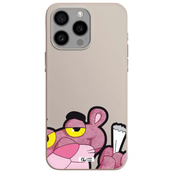 a cartoon of a pink bear Apple Iphone 15 Pro max Silicone Stone Case