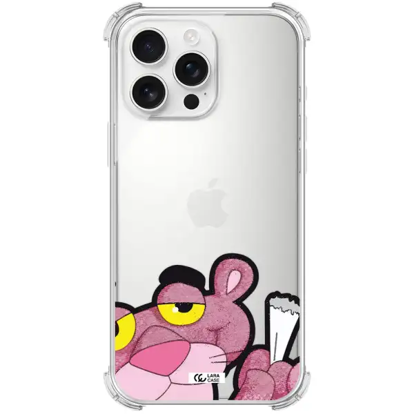 A Cartoon Of A Pink Bear Apple Iphone 16 Pro Max Clear Pc Case