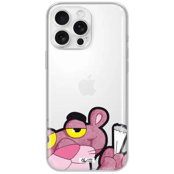 A Cartoon Of A Pink Bear Apple Iphone 16 Pro Max Clear Tpu Case
