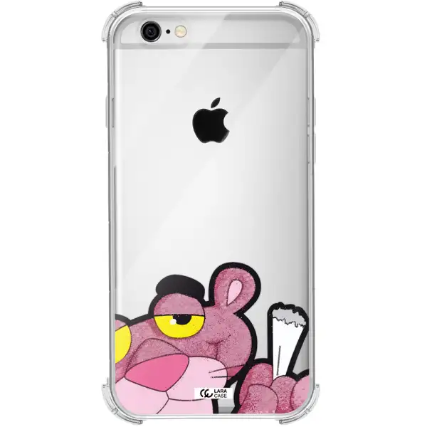 a cartoon of a pink bear Apple iPhone 6 Clear PC Case