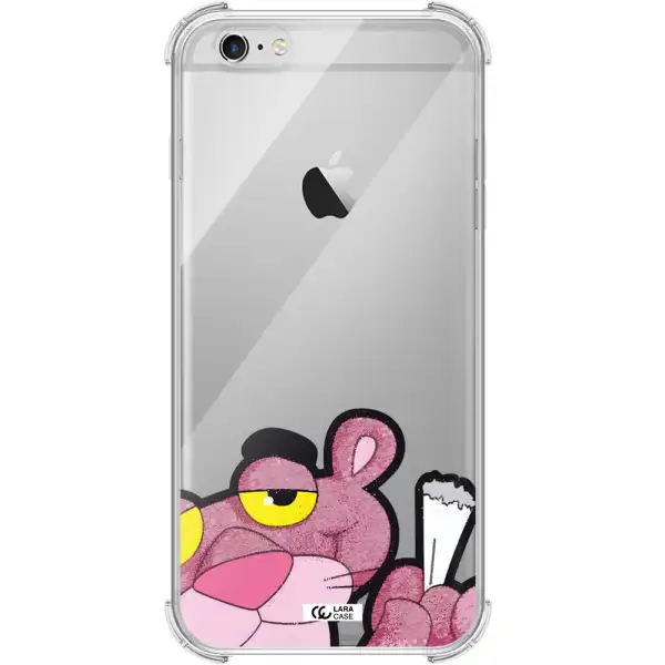 a cartoon of a pink bear Apple iPhone 6 plus Clear PC Case