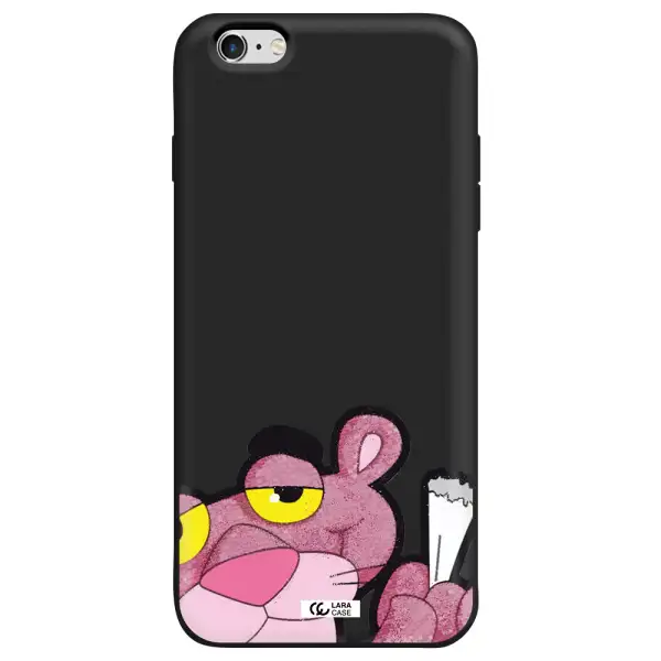 a cartoon of a pink bear Apple iPhone 6 s plus Silicone black Case