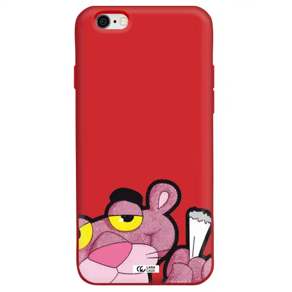 a cartoon of a pink bear Apple iPhone 6 Silicone Imperial Red Case