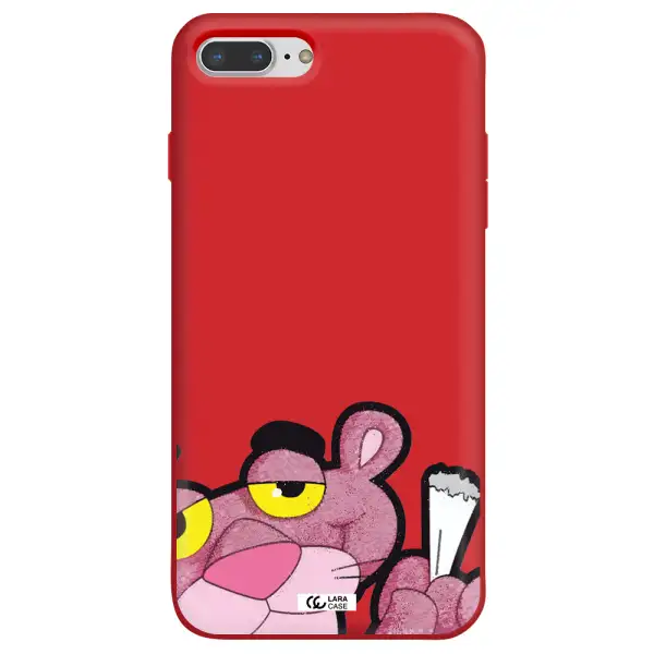 a cartoon of a pink bear Apple iPhone 7 plus Silicone Imperial Red Case