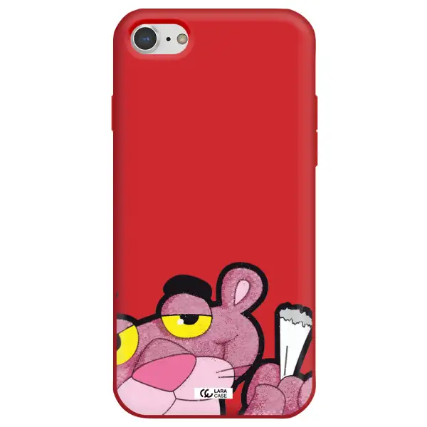 a cartoon of a pink bear Apple iPhone 7 Silicone Imperial Red Case