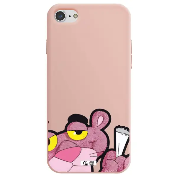 a cartoon of a pink bear Apple iPhone 7 Silicone pastel pink Case