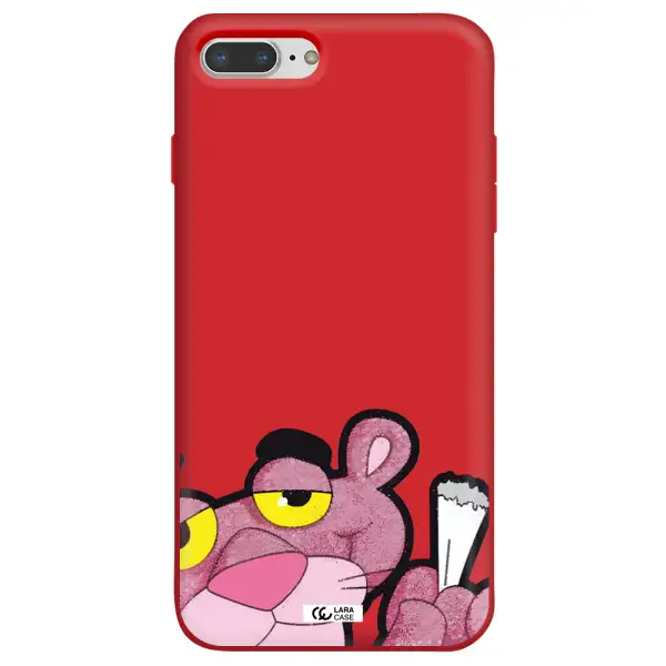 a cartoon of a pink bear Apple iPhone 8 plus Silicone Imperial Red Case