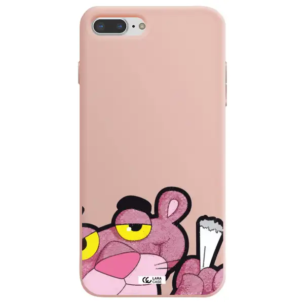 a cartoon of a pink bear Apple iPhone 8 plus Silicone pastel pink Case