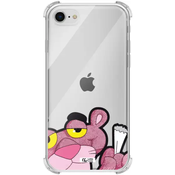 a cartoon of a pink bear Apple iPhone se 2020 Clear PC Case