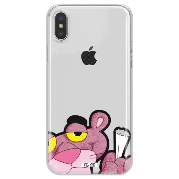 a cartoon of a pink bear Apple iPhone XS max Clear TPU Case