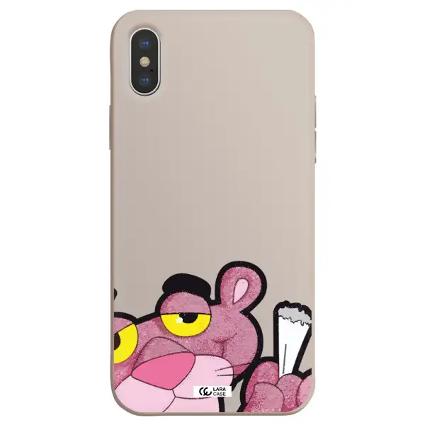 a cartoon of a pink bear Apple iPhone XS max Silicone Stone Case