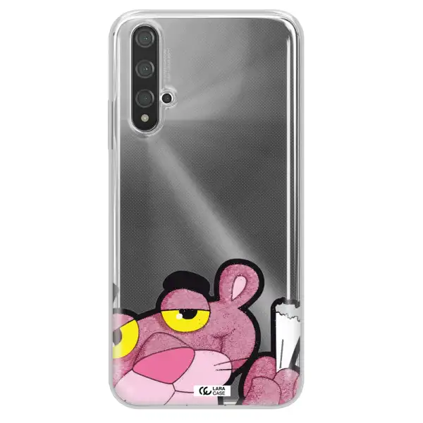a cartoon of a pink bear Huawei Nova 5t Clear TPU Case