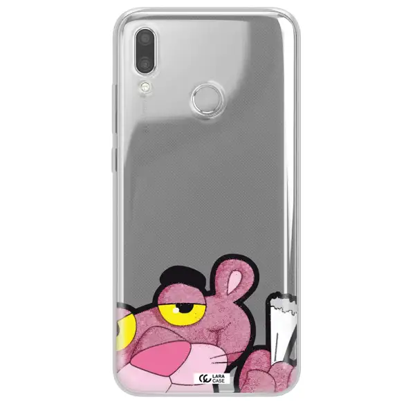 a cartoon of a pink bear Huawei P Smart 2019 Clear TPU Case