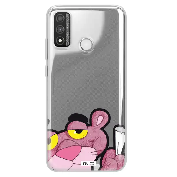 a cartoon of a pink bear Huawei P Smart 2020 Clear TPU Case