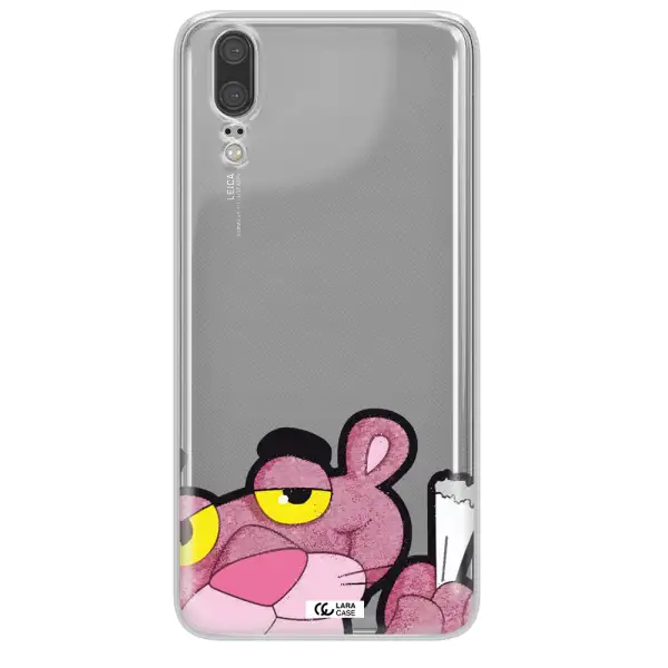 a cartoon of a pink bear Huawei P20 Clear TPU Case