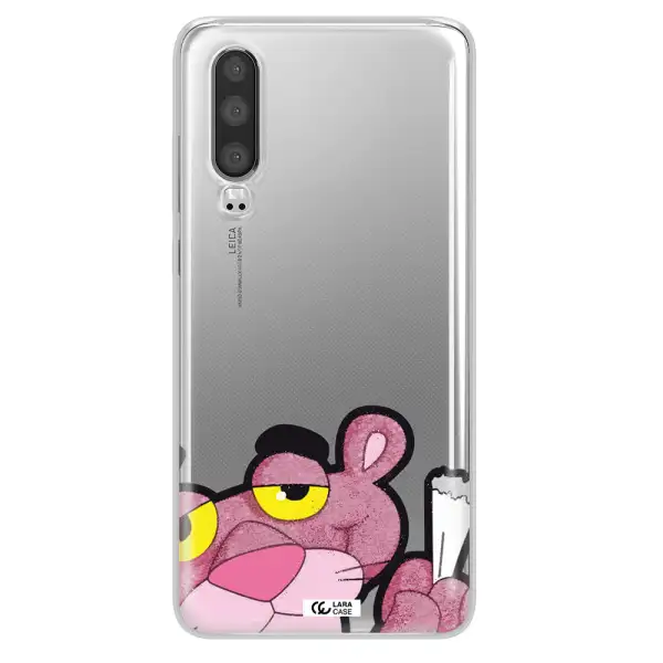 a cartoon of a pink bear Huawei P30 Clear TPU Case