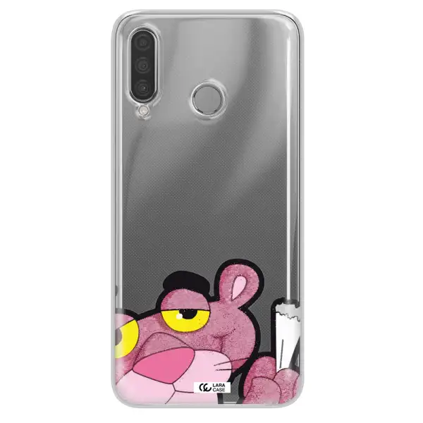 a cartoon of a pink bear Huawei P30 Lite Clear TPU Case