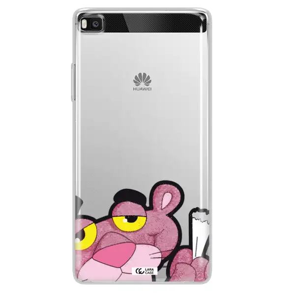 a cartoon of a pink bear Huawei P8 Clear TPU Case