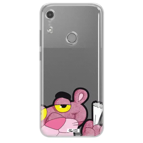 a cartoon of a pink bear Huawei Y6S Clear TPU Case