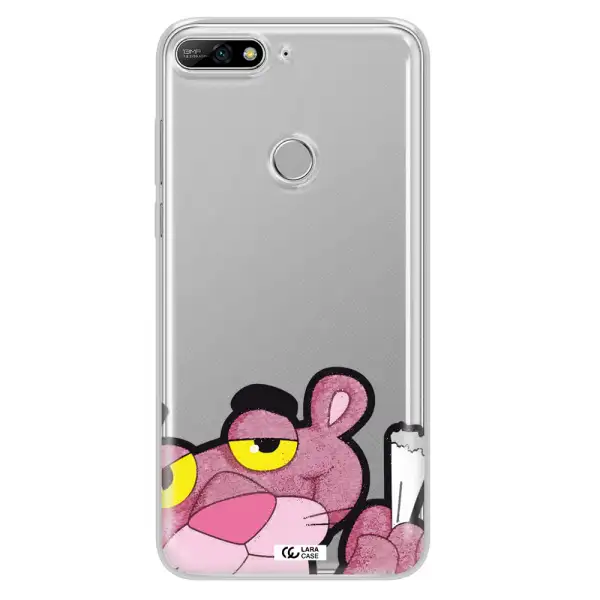 a cartoon of a pink bear Huawei Y7 2018 Clear TPU Case