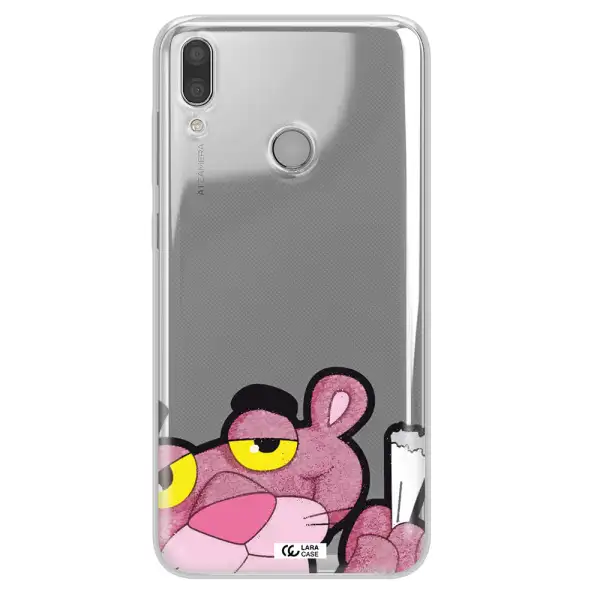 a cartoon of a pink bear Huawei Y9 2019 Clear TPU Case