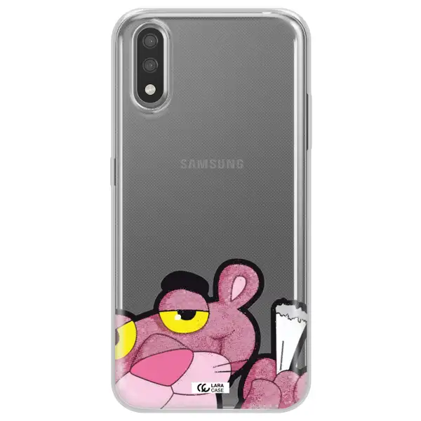 a cartoon of a pink bear Samsung A01 Clear TPU Case