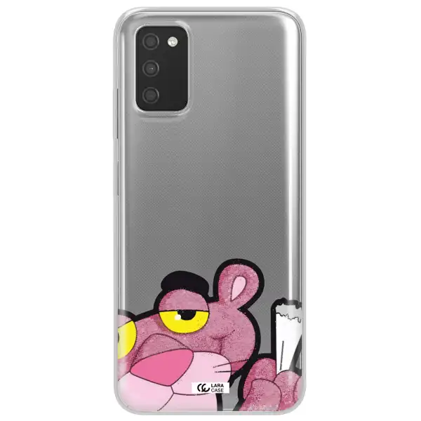 a cartoon of a pink bear Samsung A03S Clear TPU Case