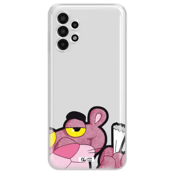 a cartoon of a pink bear Samsung A13 4g Clear TPU Case