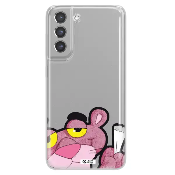 a cartoon of a pink bear Samsung A21 Fe Clear TPU Case