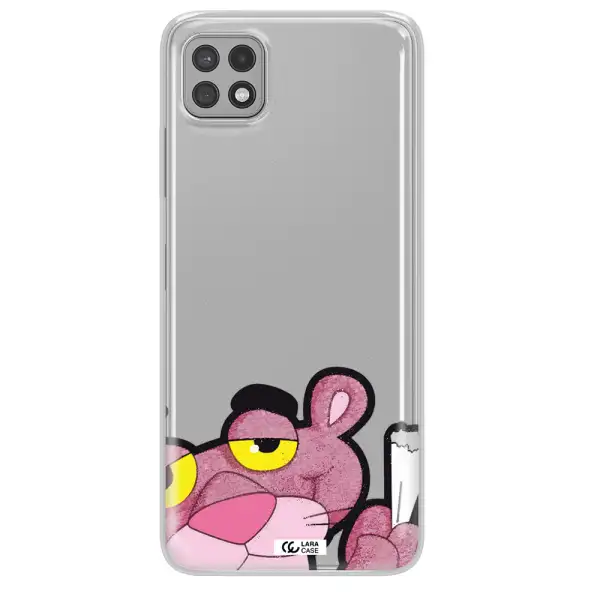 a cartoon of a pink bear Samsung A22 5g Clear TPU Case