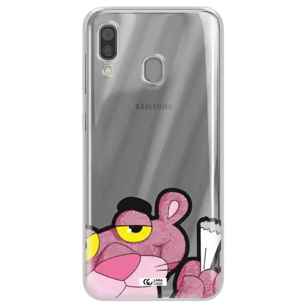 a cartoon of a pink bear Samsung A30 Clear TPU Case