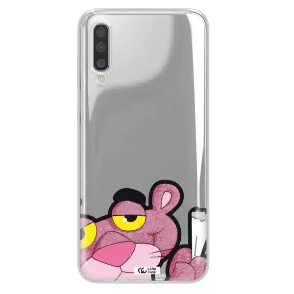 A Cartoon Of A Pink Bear Samsung A50S Clear Tpu Case