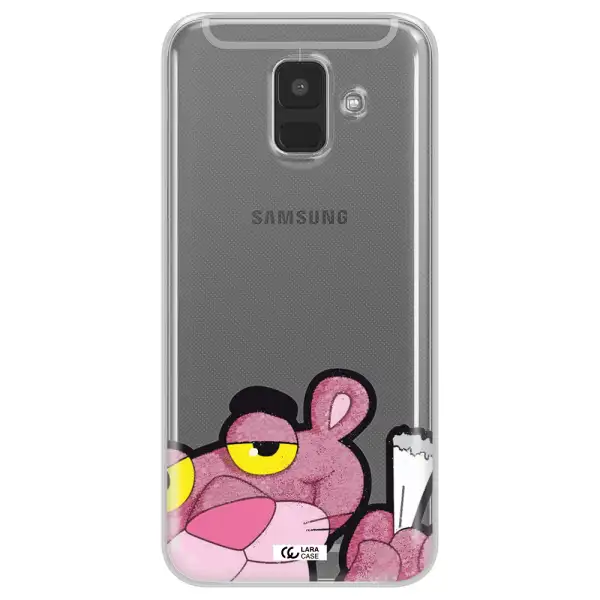 a cartoon of a pink bear Samsung A6 Clear TPU Case