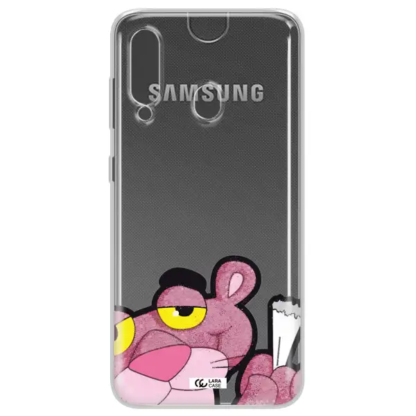 a cartoon of a pink bear Samsung A60 Clear TPU Case