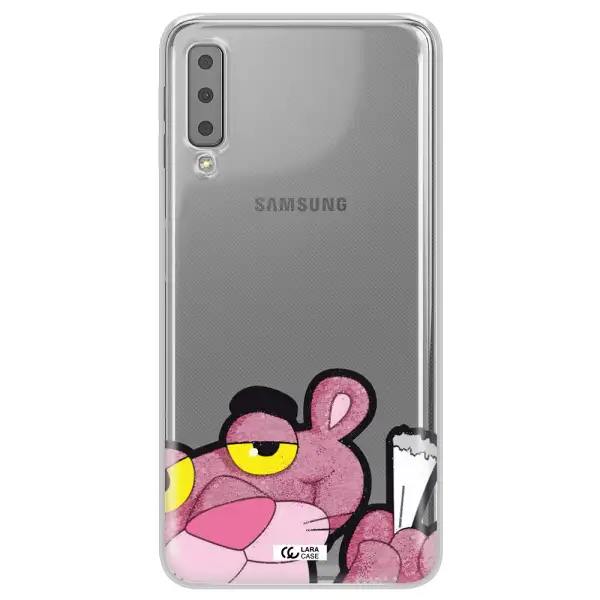 a cartoon of a pink bear Samsung A7 2018 Clear TPU Case