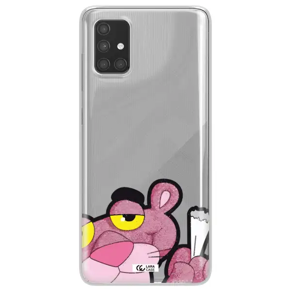 a cartoon of a pink bear Samsung A71 Clear TPU Case