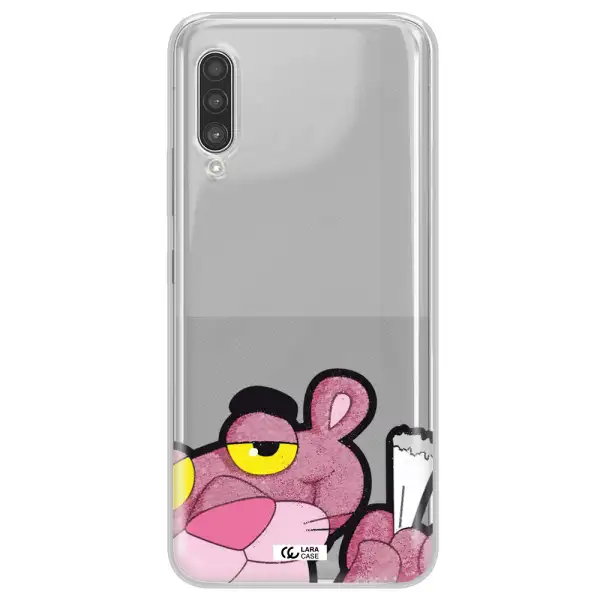 a cartoon of a pink bear Samsung A90 Clear TPU Case