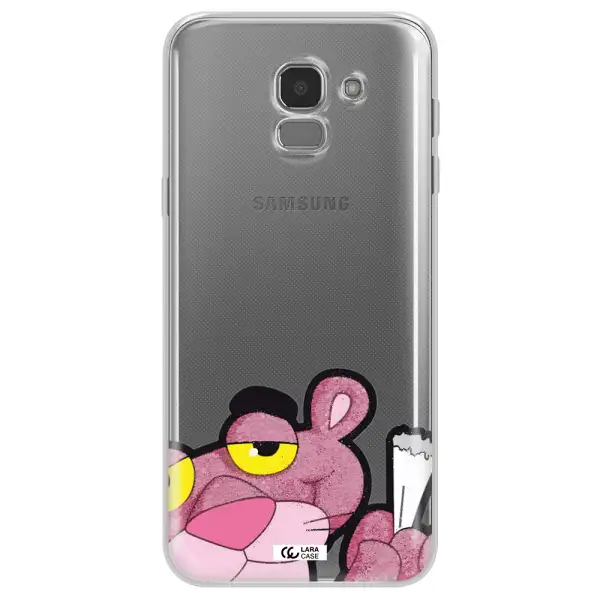 a cartoon of a pink bear Samsung J6 Clear TPU Case
