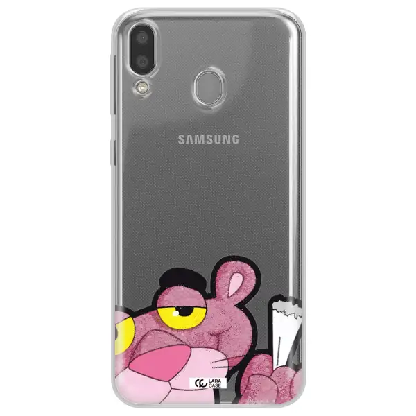a cartoon of a pink bear Samsung M20 Clear TPU Case