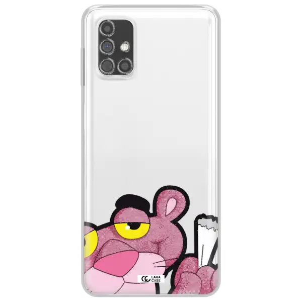 a cartoon of a pink bear Samsung M31S Clear TPU Case
