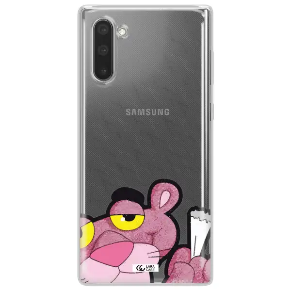 a cartoon of a pink bear Samsung Note 10 Clear TPU Case