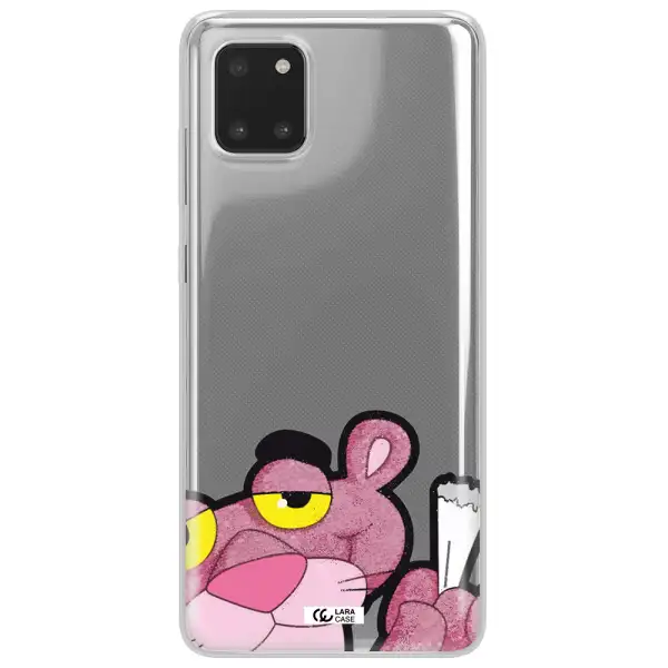 a cartoon of a pink bear Samsung Note 10 Lite Clear TPU Case